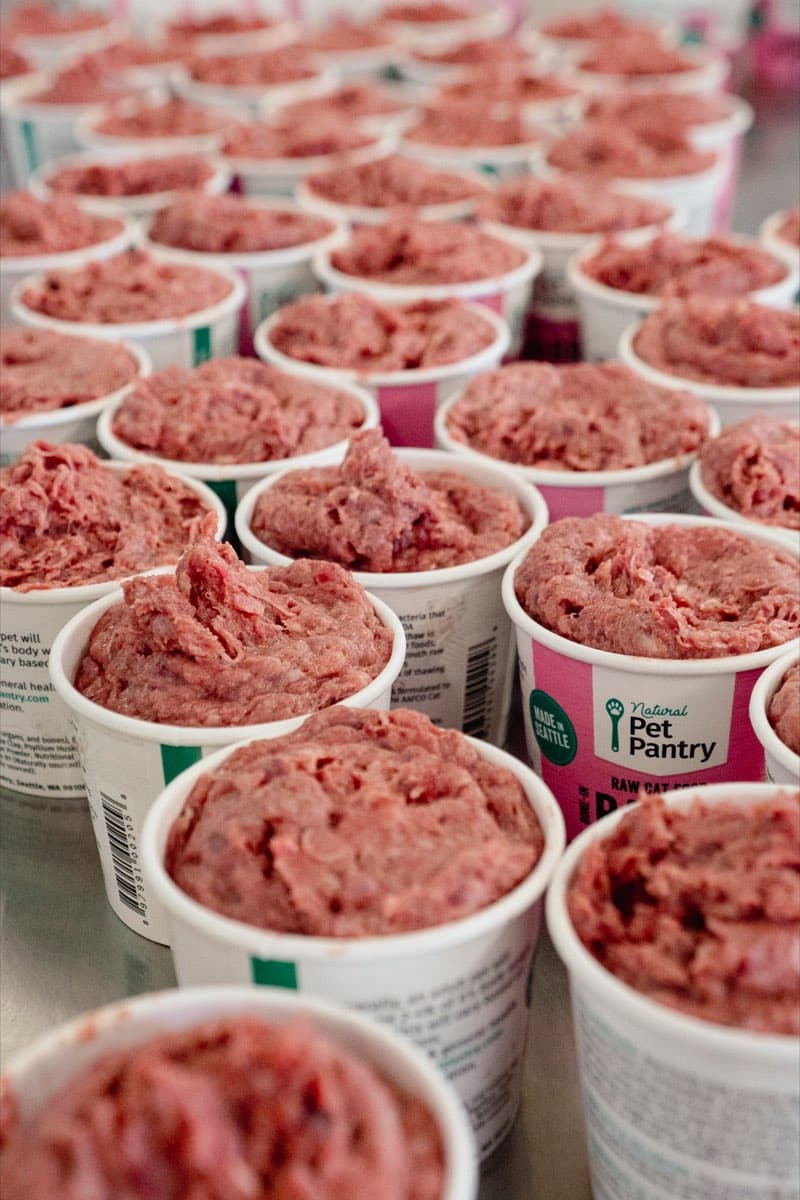 Raw cat food preparation