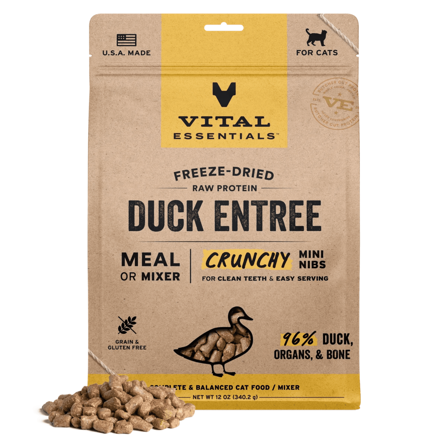 Vital Essentials - Freeze Dried Duck Crunchy Mini Nibs for Cats