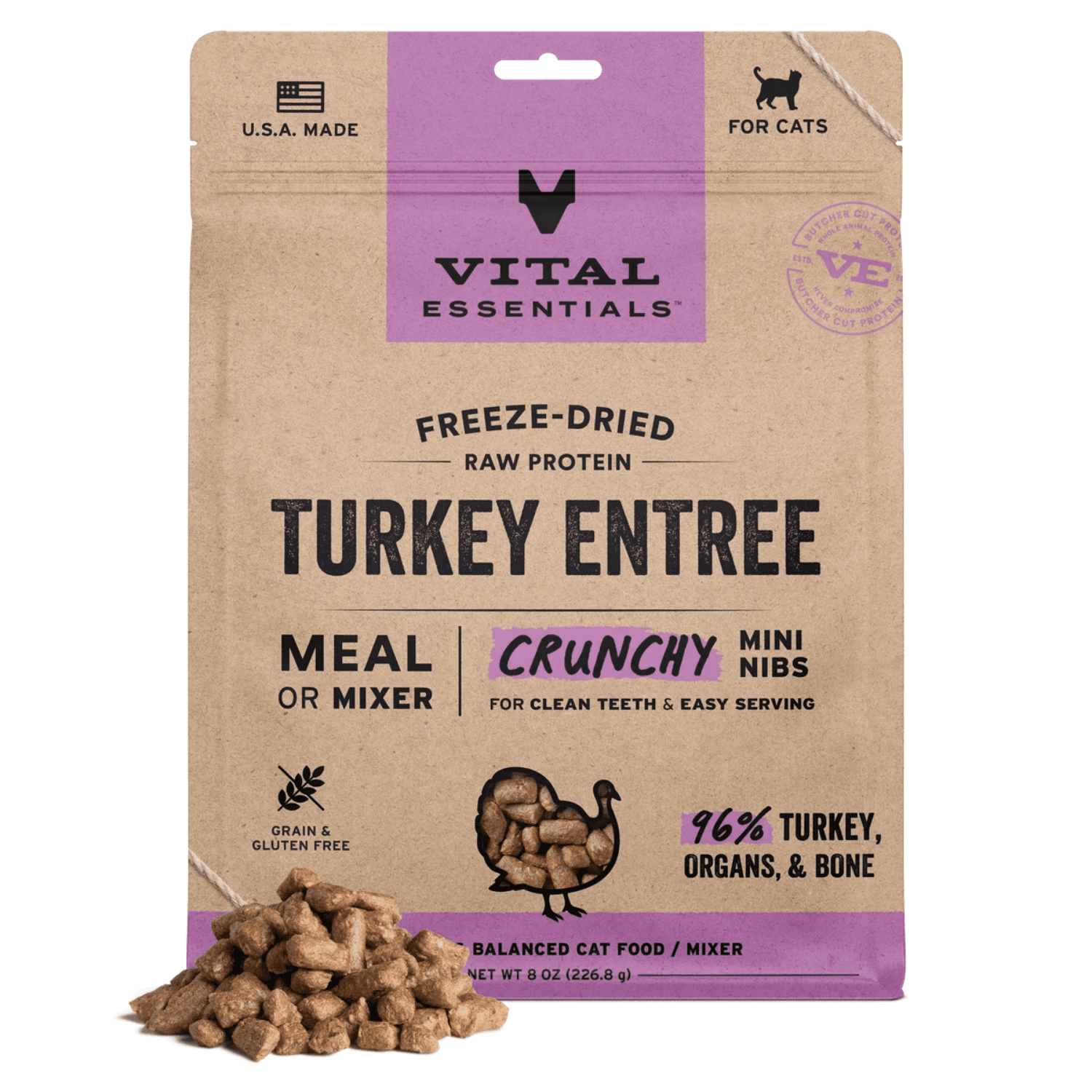 Vital Essentials - Freeze Dried Turkey Crunchy Mini Nibs for Cats