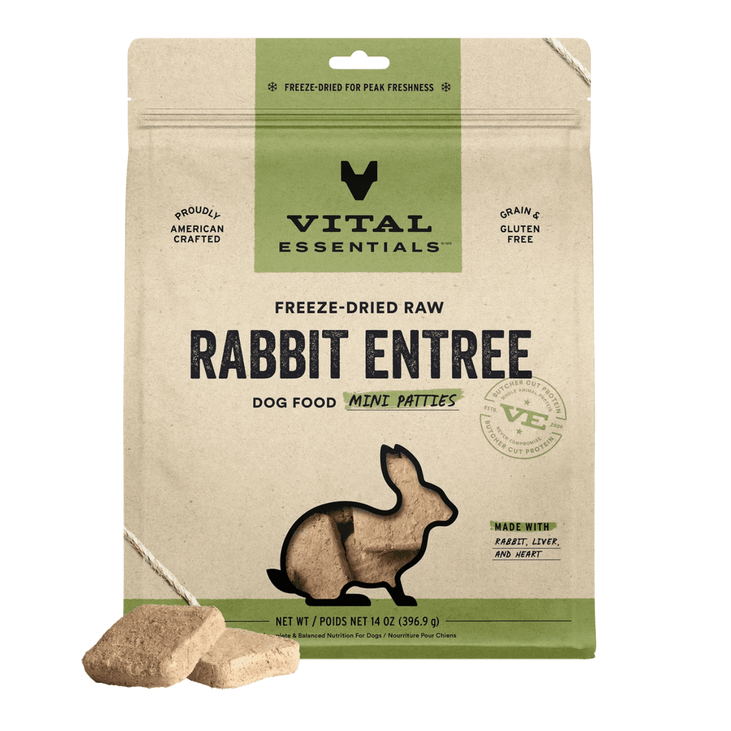 Vital Essentials - Freeze Dried Raw Rabbit Mini Patties for Dogs