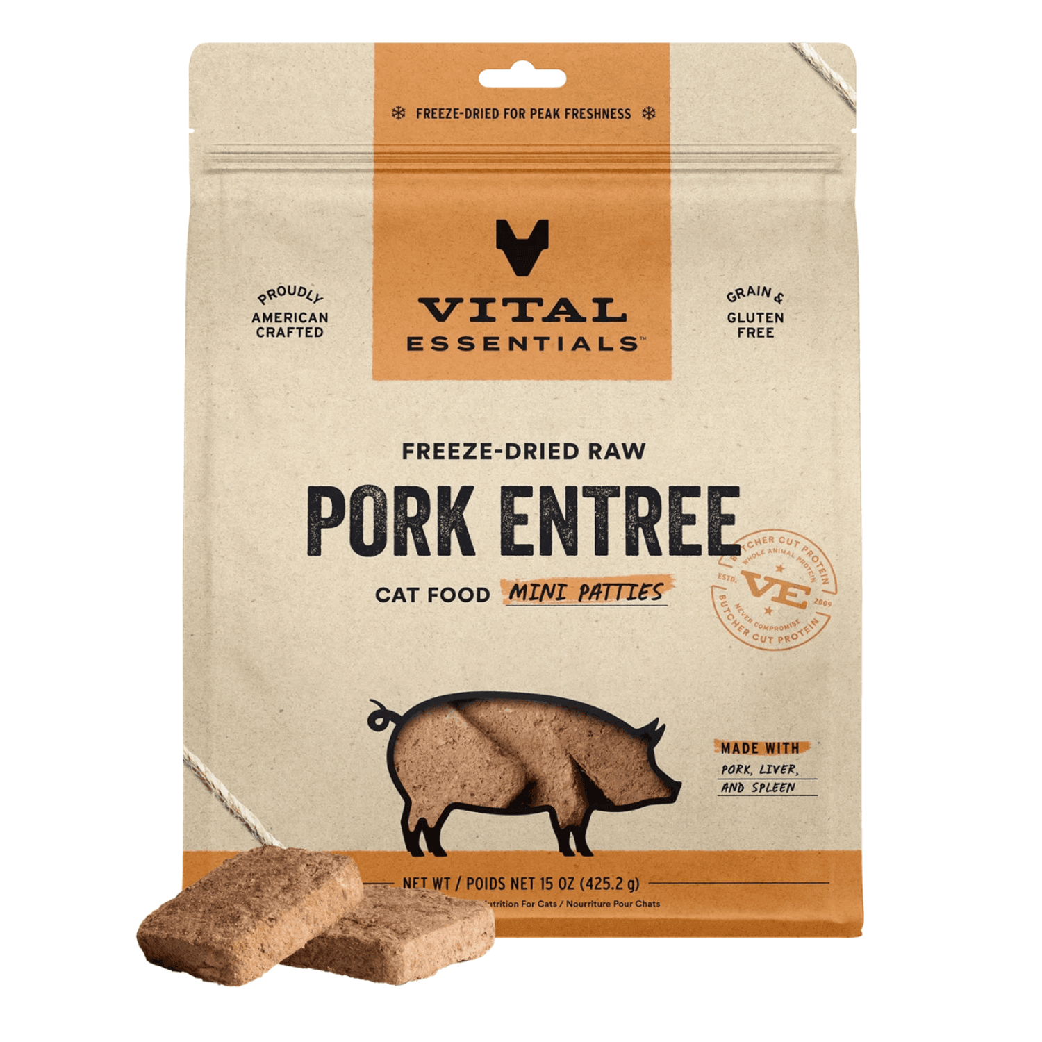 Vital Essentials - Freeze Dried Pork Mini Patties for Cats
