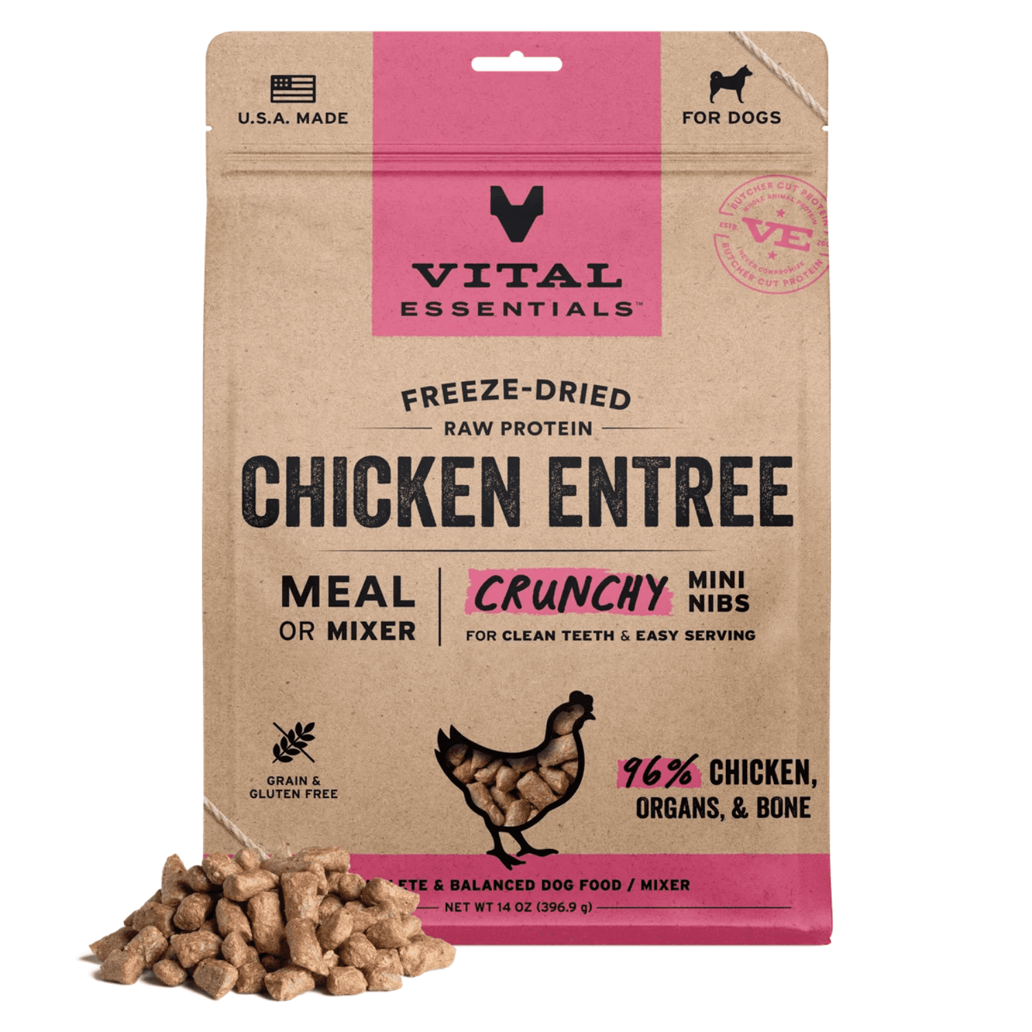 Vital Essentials - Freeze Dried Chicken Crunchy Mini Nibs for Dogs