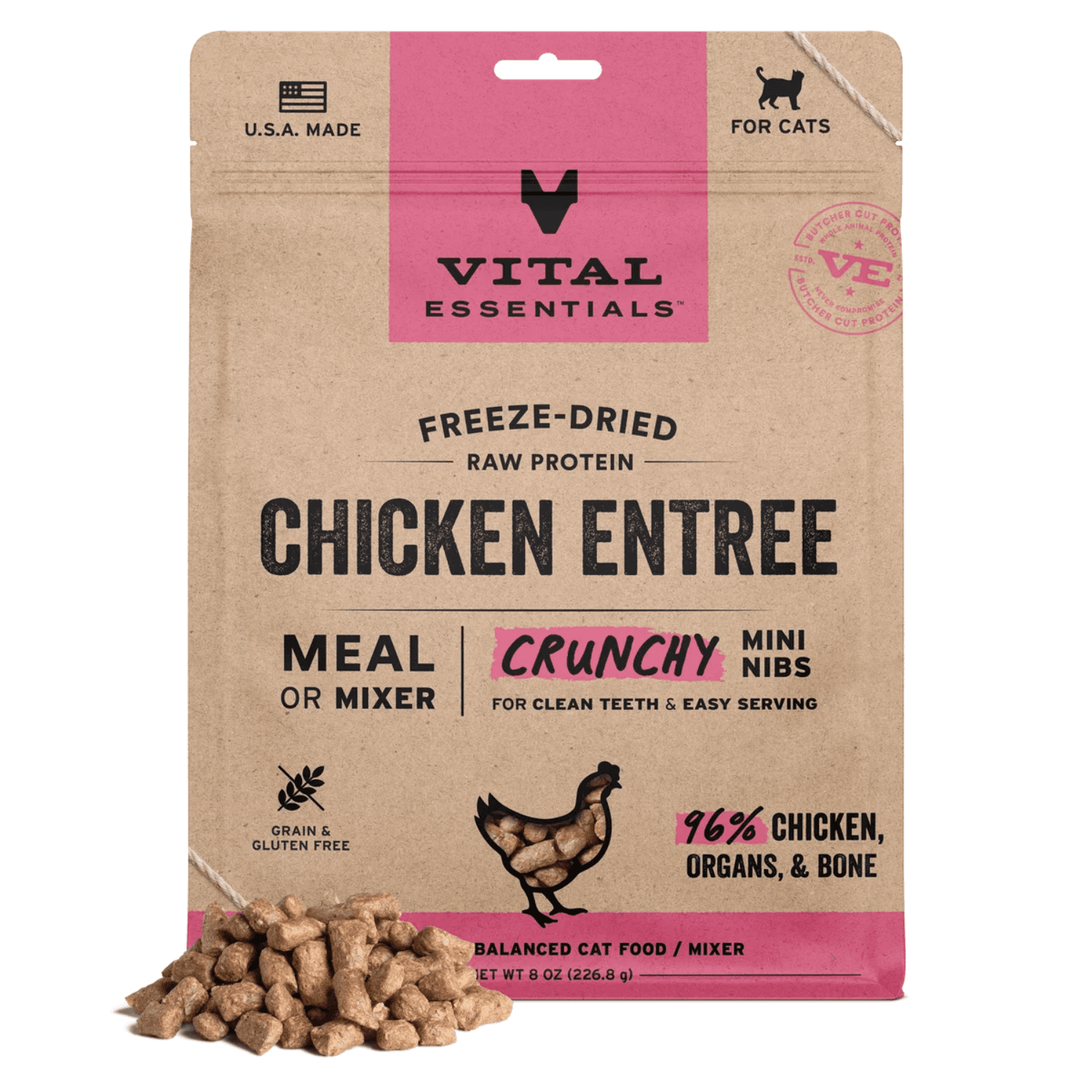 Vital Essentials - Freeze Dried Chicken Crunchy Mini Nibs for Cats