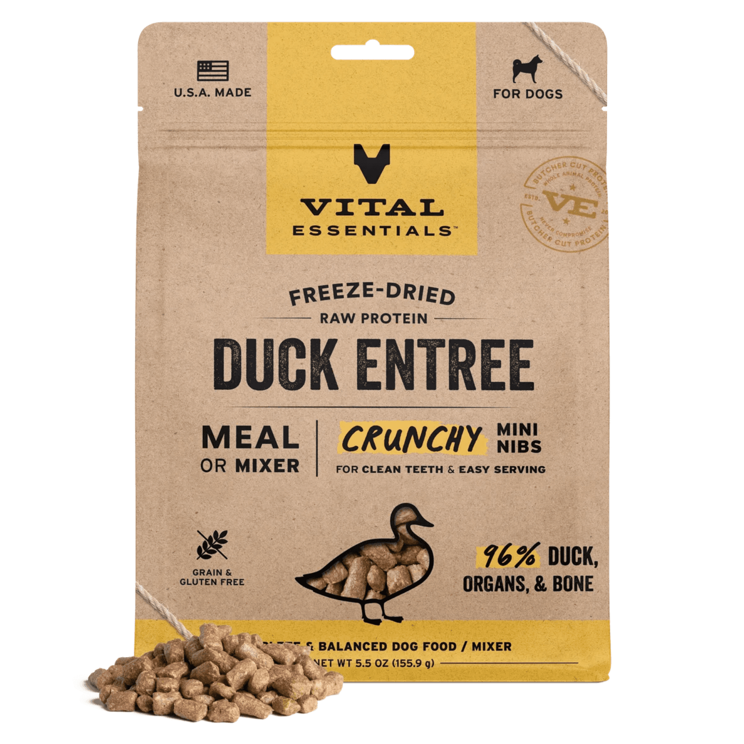 Vital Essentials - Freeze Dried Duck Crunchy Mini Nibs for Dogs