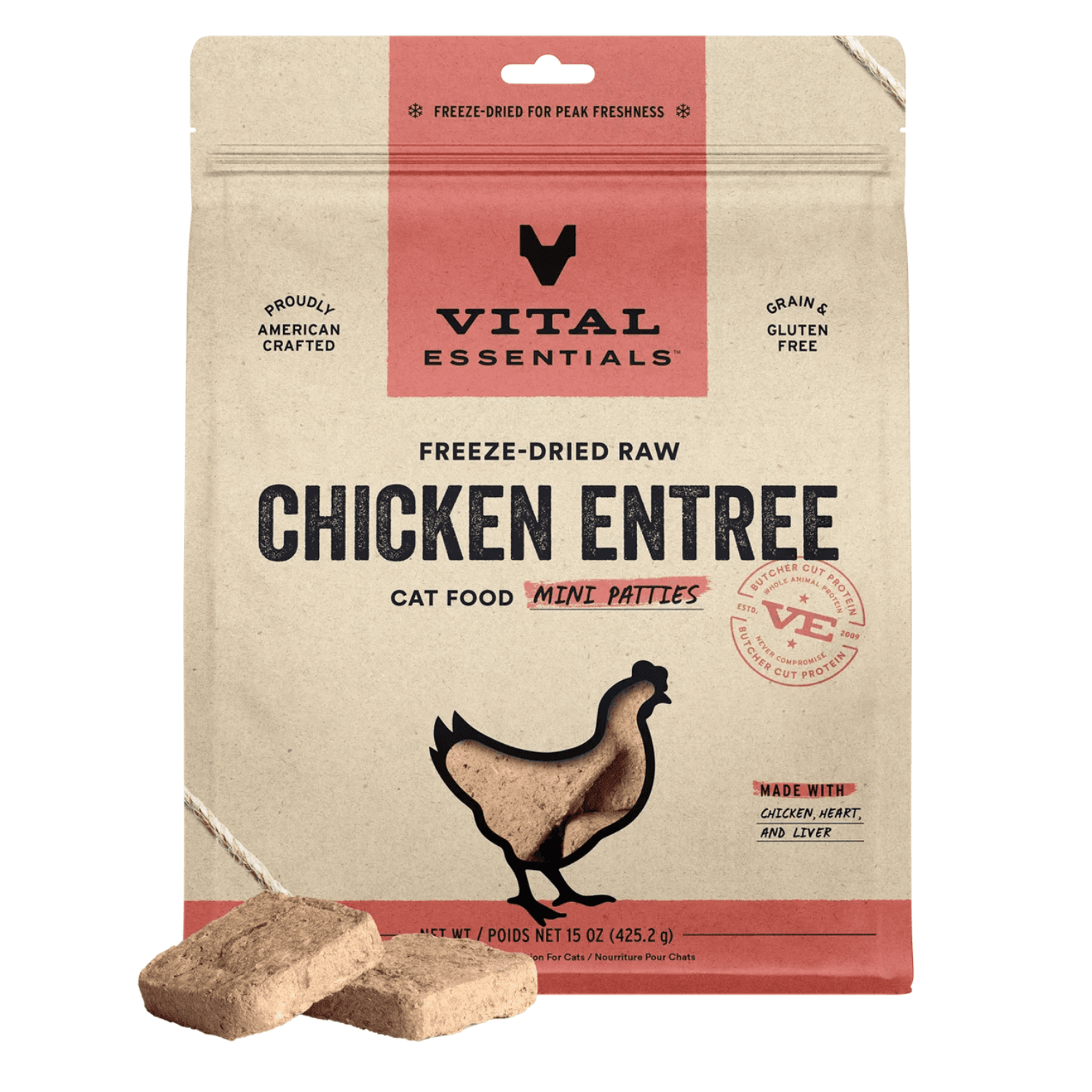 Vital Essentials - Freeze Dried Mini Chicken Patties for Cats