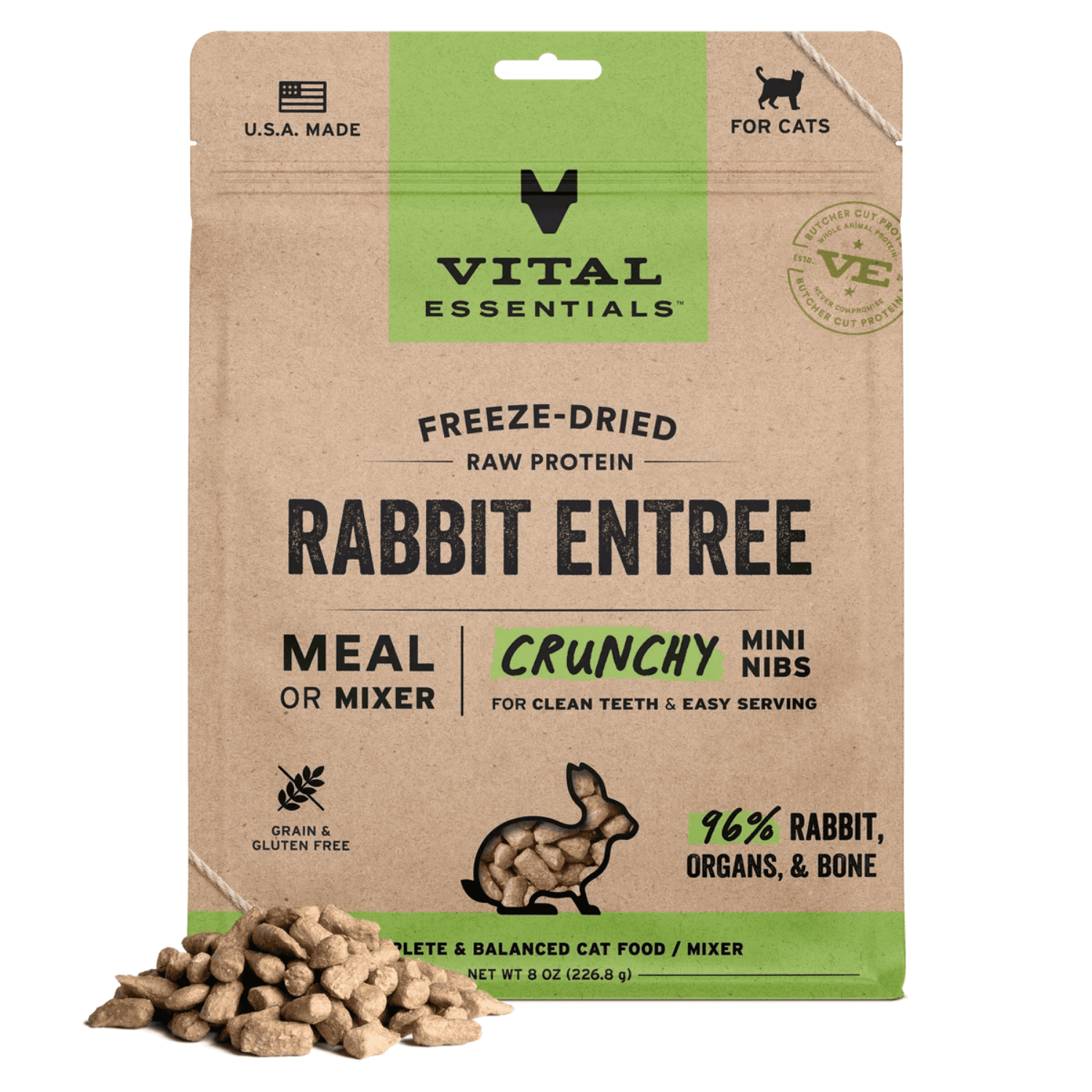 Vital Essentials - Freeze Dried Rabbit Crunchy Mini Nibs for Cats