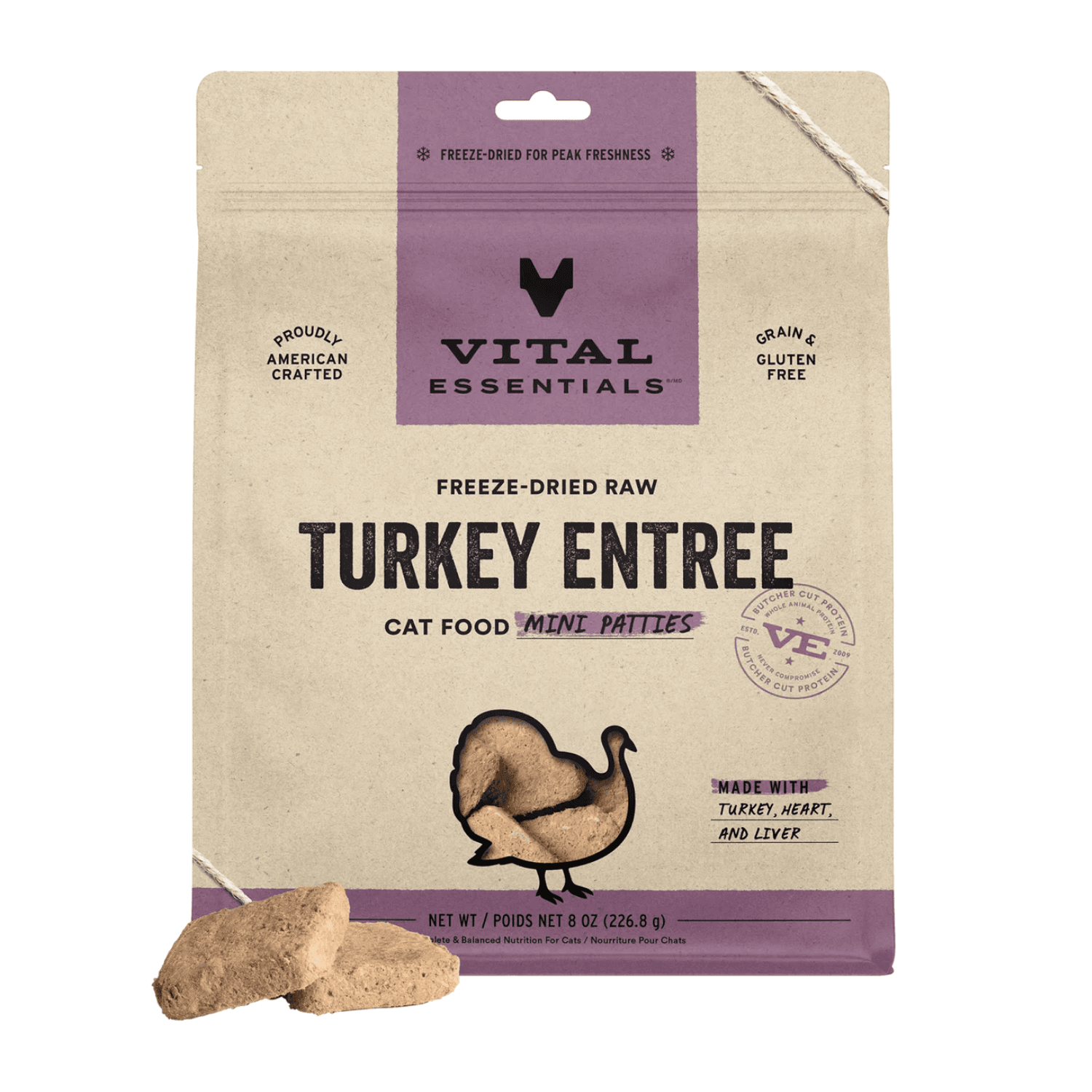 Vital Essentials - Freeze Dried Turkey Mini Patties for Cats