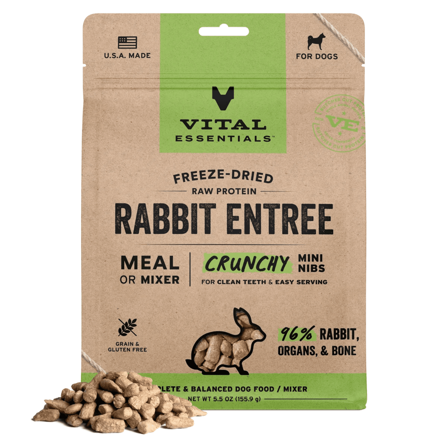 Vital Essentials - Freeze Dried Rabbit Crunchy Mini Nibs for Dogs