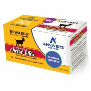 answers pet food goat cheese treats with cherry 8 oz