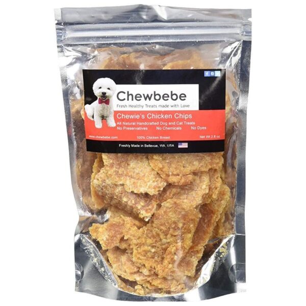 chewbebe chicken jerky chips dog treats 2.8 oz